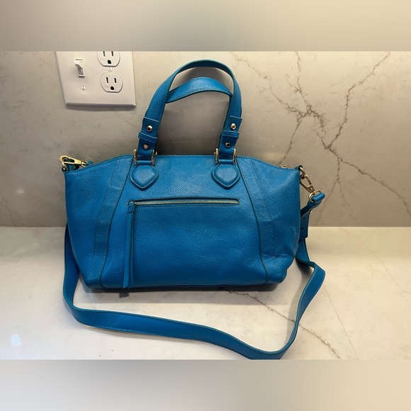 Ora Delphine Harlow Pebbled Leather Handbag Purse Crossbody Strap Aqua Teal Blue - Picture 6 of 12